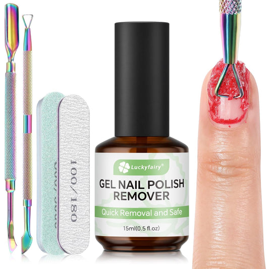 Gel Nail Polish Remover: 5Pcs Gel Polish Remover Kit for Nails, Acetone-free Easy Quick Nail Polish Remove in 2-5 Minutes, No Need to Soak or Wrap, Professional Nail Remover Kit Tools