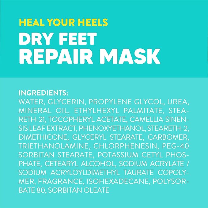 Onyx Professional Heal Your Heels Dry Feet Repair Mask, 6 Pairs - Made with Vitamin E and Green Tea, Moisturizes & Soothes Dry Rough Cracked Feet, Hydrates & Heals, One Size Fits All
