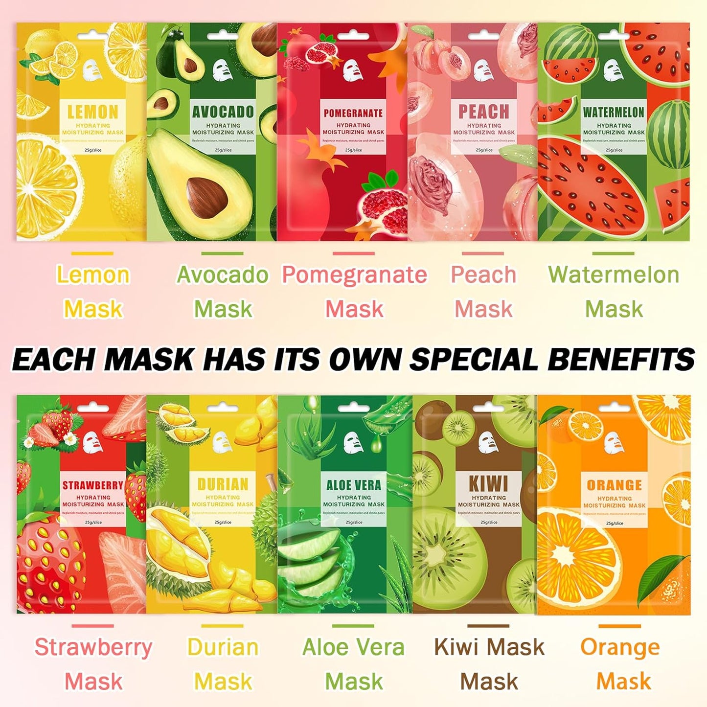 10PCS Hydrating Facial Sheet Mask,Moisturizing Face Masks Skincare Gift Set,Long Lasting Face Mask Skin Care & Facial Mask Kit for All Skin Types 07
