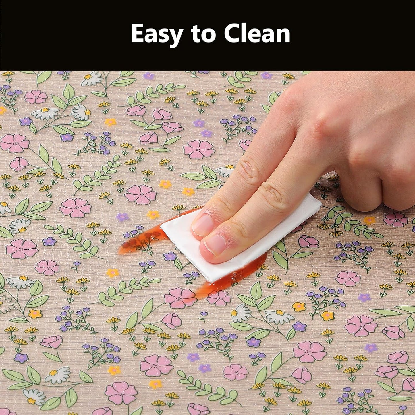 INNOLITES Shelf Liner, Non-Adhesive Floral Cabinet Drawer Liner for Kitchen, Waterproof Oil-Proof, EVA Easy to Clean & BPA-Free (23.6" x 360")