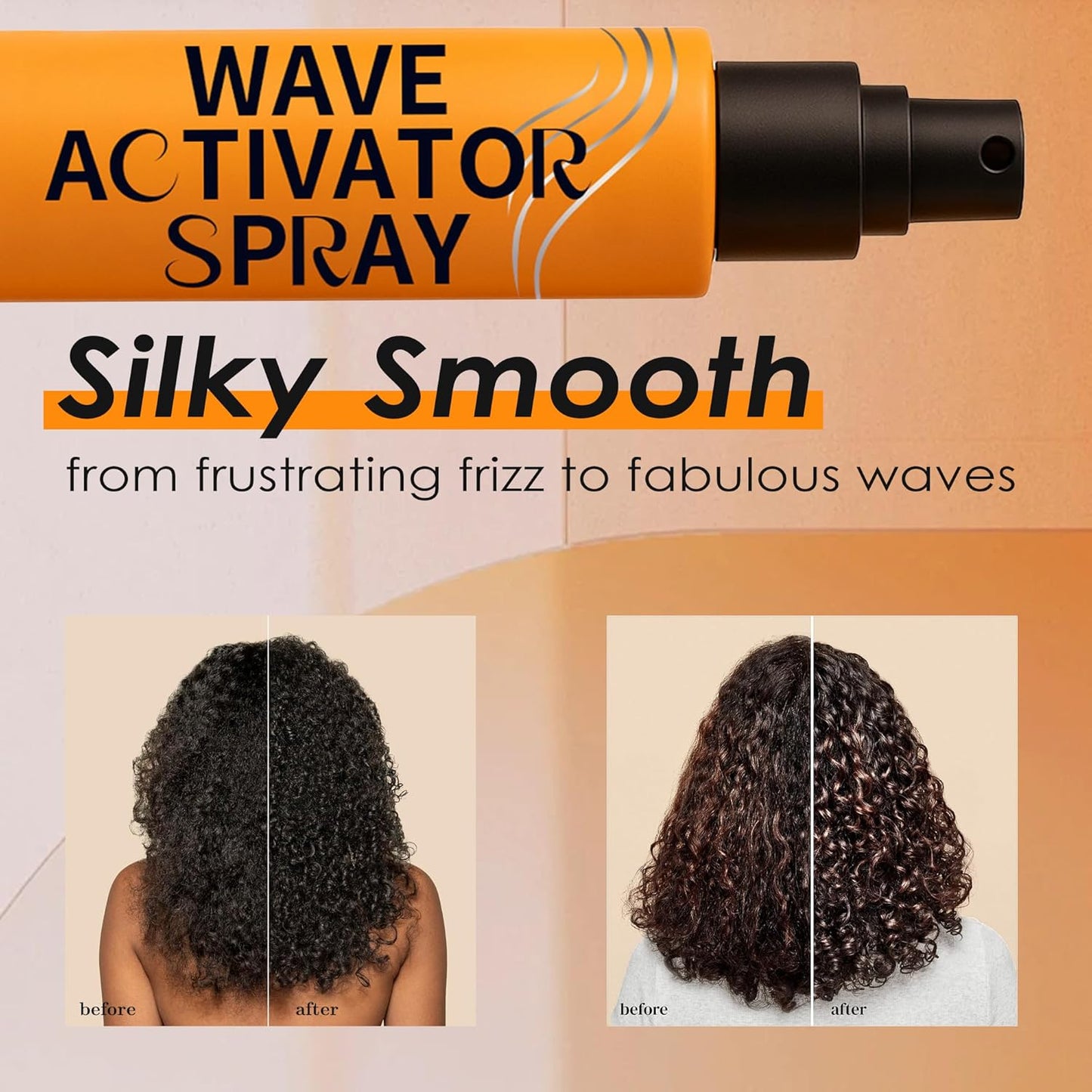 Wave Activator Spray for Natural Hair - Hydrating Curl Enhancer with Coconut Oil & Aloe Vera - Defines & Refreshes Wavy, Curly & Coily Hair