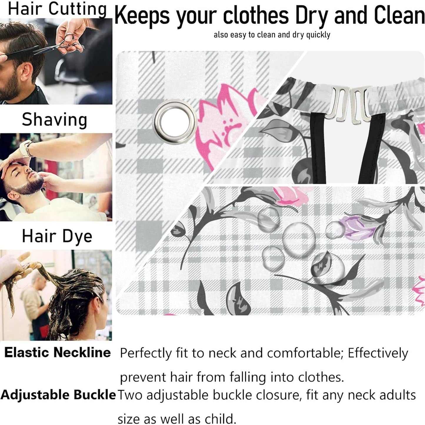 visesunny Barber Cape Beautiful Flowers Pattern Polyester Hair Cutting Salon Cape Apron Anti-Static Haircut Water-Resistant Shaving Cloth Beard Shaving Bib Hairdressing Cape