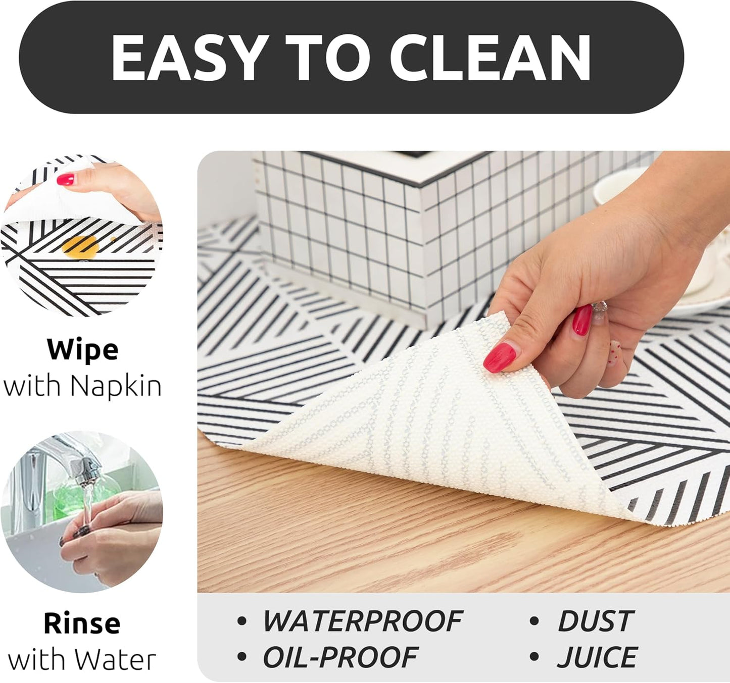 RAY STAR 12X120 Inch Shelf Liner for Kitchen Cabinets, Non-Adhesive Cabinet Liner Washable, PVC Drawer Liner for Dresser Non-Slip Bathroom (Classic Black)(1 Roll)