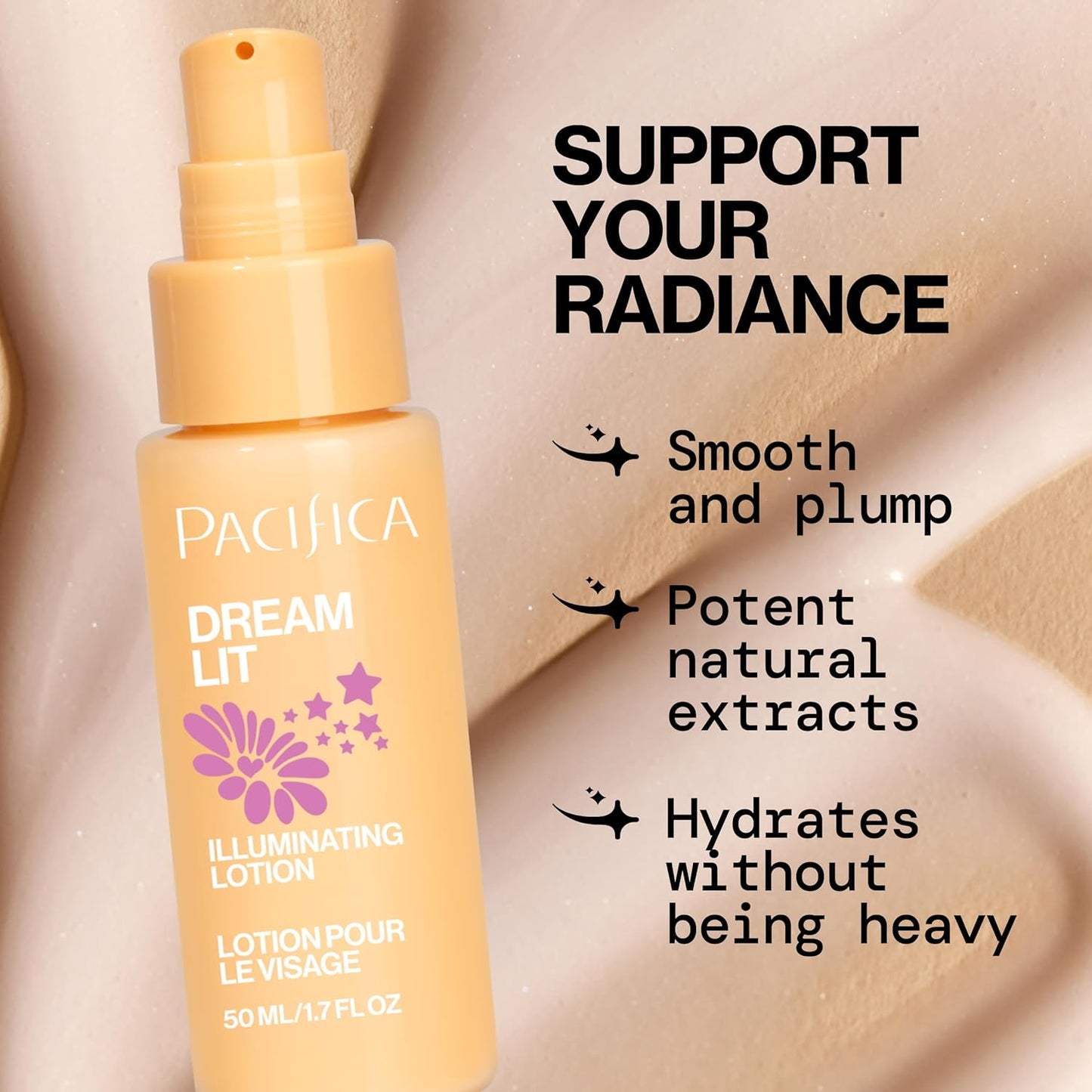 Pacifica Dreamlit Illuminating Facial Lotion – Vitamin C & Niacinamide Brightening Moisturizer for Radiant Glow - Natural Dewy Finish Hydrates & Minimizes Pores - Lightweight Daily Face Cream, Vegan