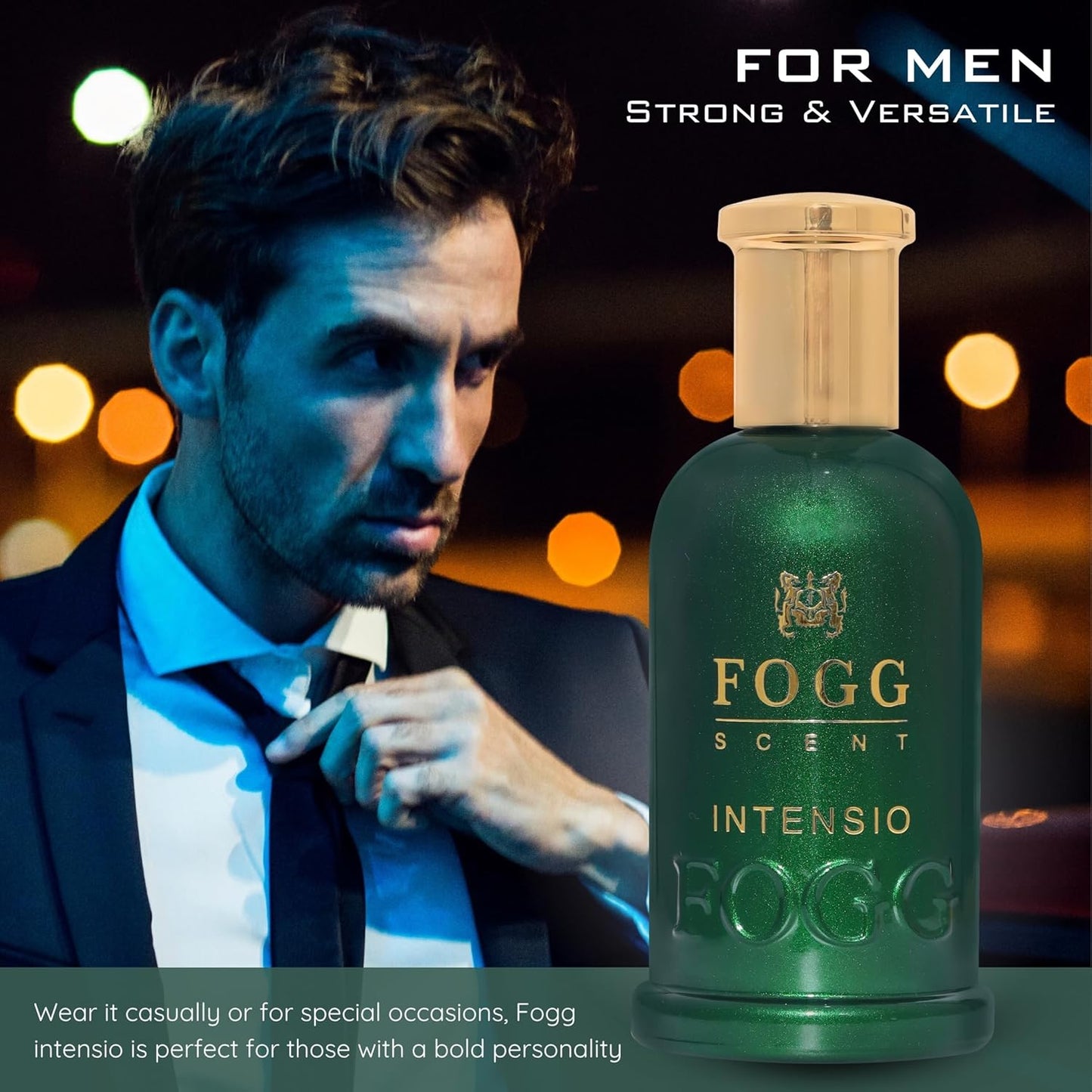 FOGG Intensio Eau de Parfum for Men | Long-Lasting Perfume with Mandarin, Lemon & Neroli Notes | Fresh, Masculine Fragrance | Gift-Ready Cologne – 3.38oz (100ml)