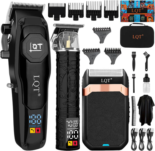 Professional Cordless Hair Clippers for Men, Electric T-Blade Trimmer with LED Display, Long Battery Life, Grooming Kit for Haircuts & Beard Trimming,for Home, Barber, Travel