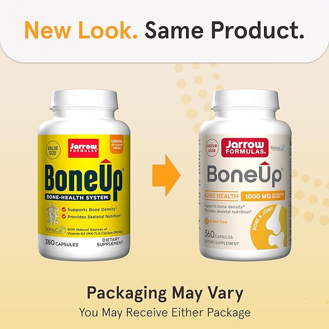 Jarrow Formulas BoneUp for Bone Density and Skeletal Nutrition, Includes Vitamin D3, K2 (as MK-7) and Calcium, 360 Capsules, Up to a 60 Day Supply