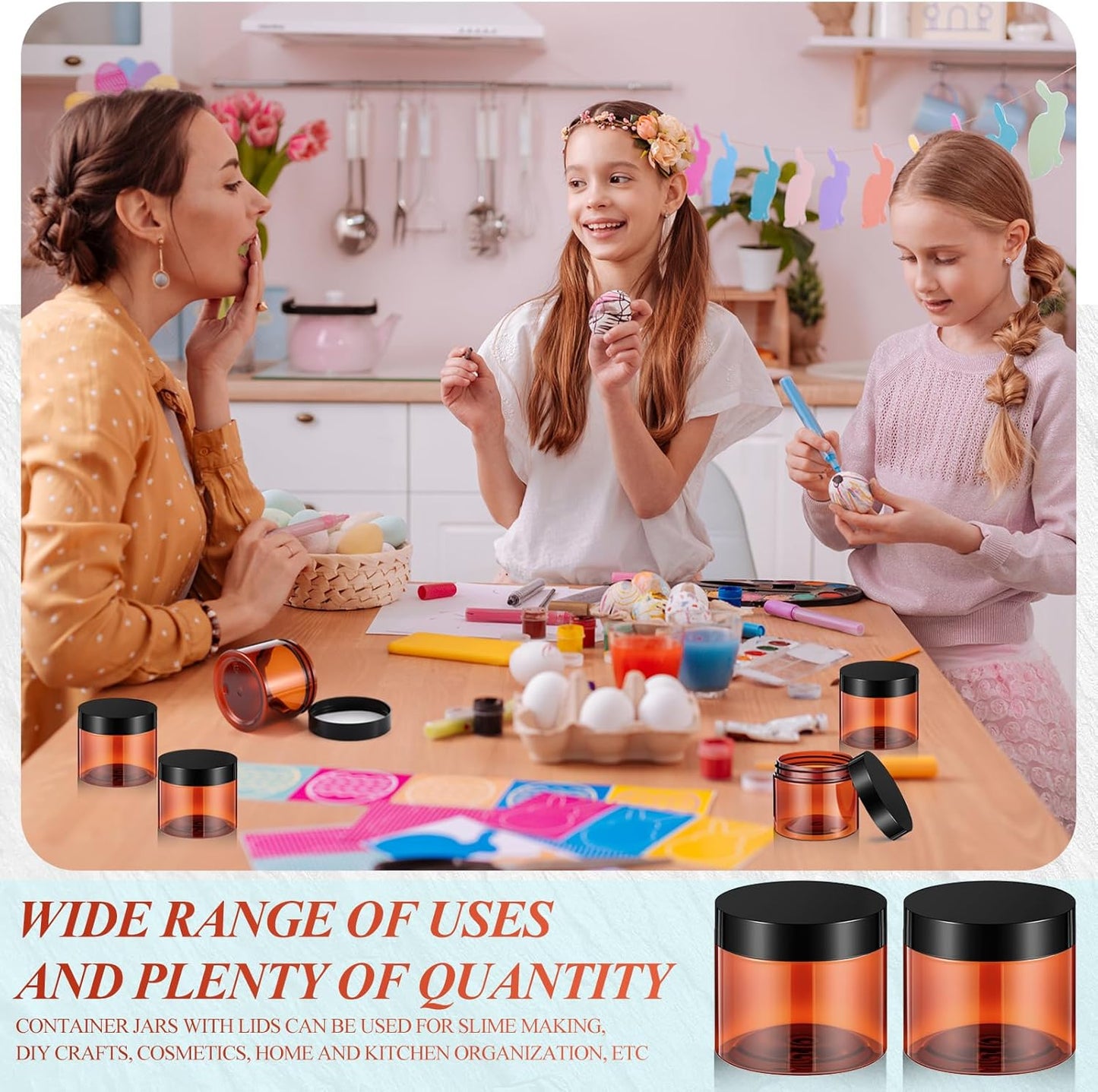 SATINIOR 36 Pieces 4 oz Plastic Jars with Lids Wide Mouth Airtight Reusable Container Acrylic Cosmetic Small Jars for Lotions Ointments Travel Toiletries Creams Make up Storage(Amber)