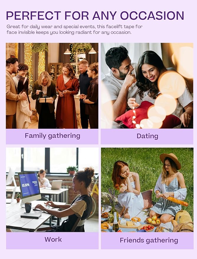 ACADA Face Lift Tape Invisible with String Anti-Wrinkle Face Tape for Lifting Sagging Skin, Facial Tape for Wrinkles, Breathable, Waterproof, Strong Adhesive,120pcs Face Tapes with 15 Light Bands