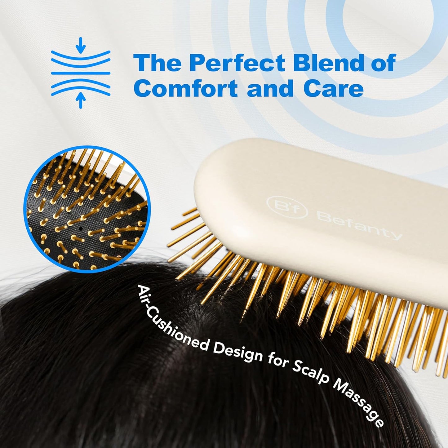 24K Gold Plated Paddle Hair Brushes for Women, Brush for Curly Hair, Detangling Brush for Wet & Dry, Detangler for All Types, Hair Styling Tool for Blow Drying, Luxury Salon Quality