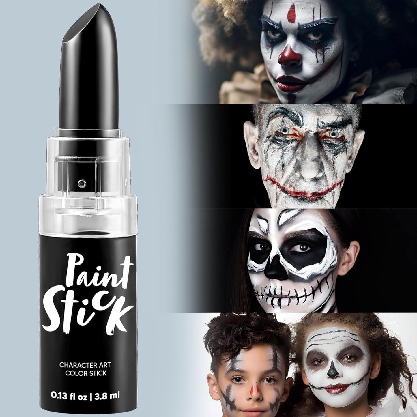 Spooktacular Creations Halloween Face Body Paint Black Lipstick for Adult, Clown SFX Foundation Cream Makeup for Sports Festival or Stage Makeup Cosplay Party Dress Up (0.13 Oz)
