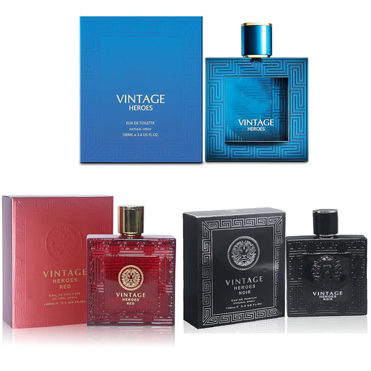 3Pack Men Colognes Vintage Heroes Series Eau De Parfume Spray with Woody Floral & Fruity Scent Perfume Gift Set Day to Night Luxury Fragrances