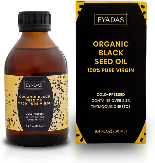 Organic Black Seed Oil 8.4 Fl Oz – 100% Turkish Cold-Pressed Nigella Sativa with 3X Thymoquinone – Pure Cumin Extract in Amber Glass Bottle for Immune, Hair, Skin & Overall Wellness