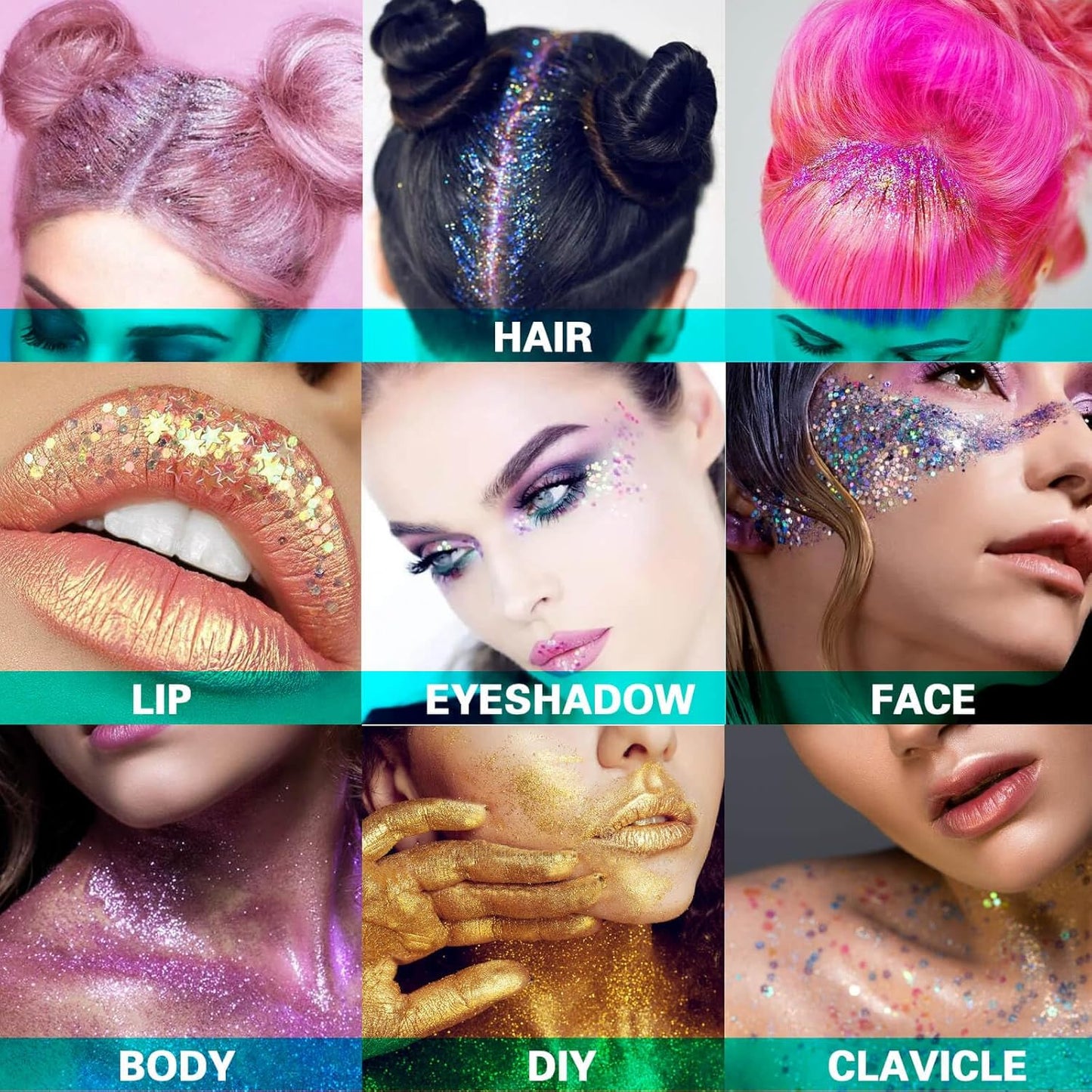 MEICOLY Purple and Clear White Face Body Glitter Set,Mermaid Face Glitter Gel,Singer Concerts Festival Rave Accessories,Sparkling Sequins Glitter Face Paint for Women and Kids,Chunky Glitter Makeup