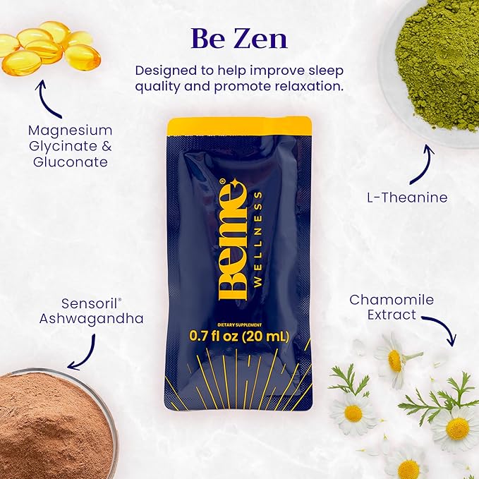 BeMe BeRadiant Peach & BeZen Bundle - Liquid Collagen & Magnesium Glycinate L-Theanine Supplements