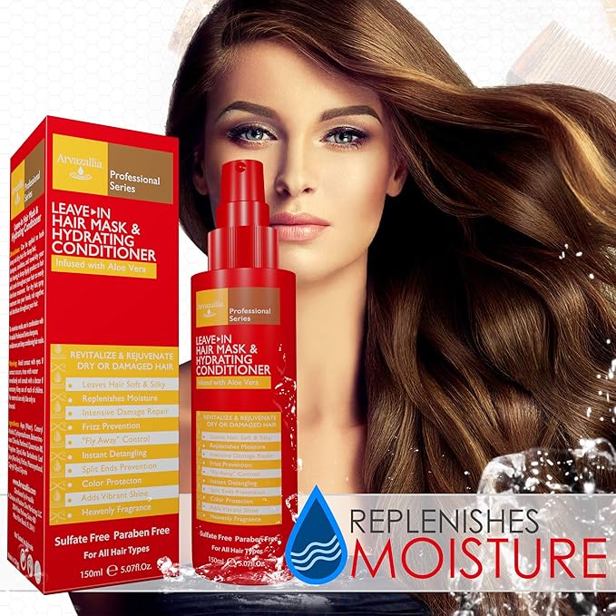 Arvazallia Leave-in Hair Mask and Hydrating Conditioner Spray for Dry or Damaged Hair - Professional Grade Leave-in Conditioner and Moisturizer