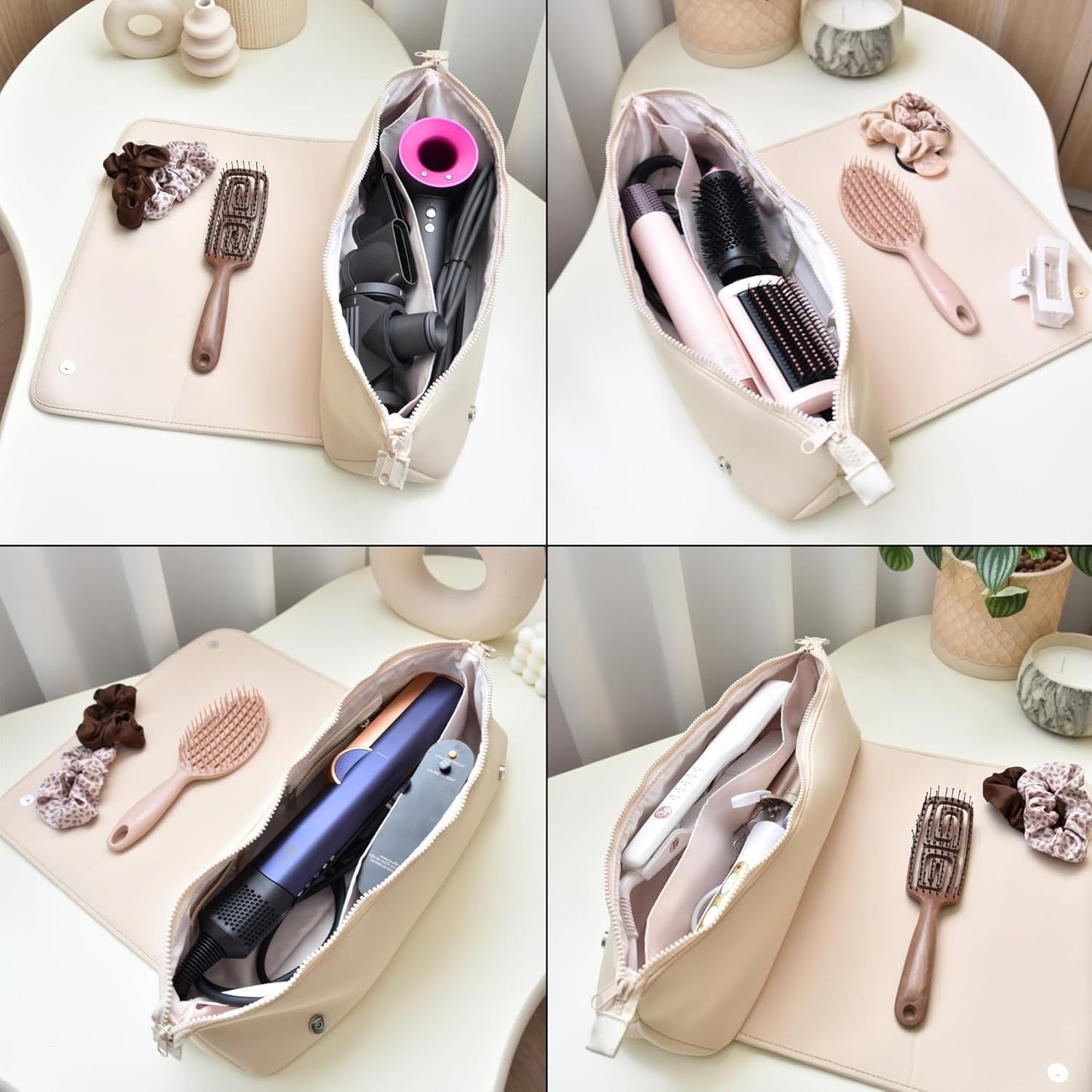 BAREFOOT CARIBOU Hair Tools Travel Bag and Heat Resistant Mat for Flat Irons, Straighteners, Curling Iron, and Haircare Accessories, 2-in-1 design, with Interior Pockets, Portable Organizer