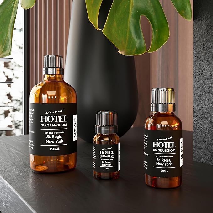 AirScent Hotel Diffuser Oil Inspired by The St. Regis Hotel Scent - Premium Fragrance Oil No. 1025 for Ultrasonic and Waterless Diffusers and Crafting - 10 mL, 0.34 fl oz Glass Bottle with Dropper