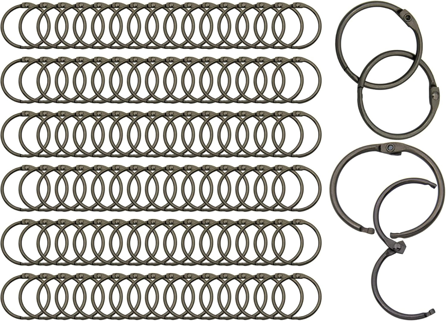 Loose Leaf Binder Rings Inner Dia: 1 inch(25.5mm) 100pcs Metal Gun Black Book Binder Rings Paper Rings Clips Key Rings Index Cards Rings Great for Home School Office