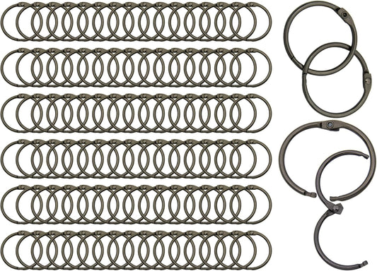 Loose Leaf Binder Rings Inner Dia: 1 inch(25.5mm) 100pcs Metal Gun Black Book Binder Rings Paper Rings Clips Key Rings Index Cards Rings Great for Home School Office