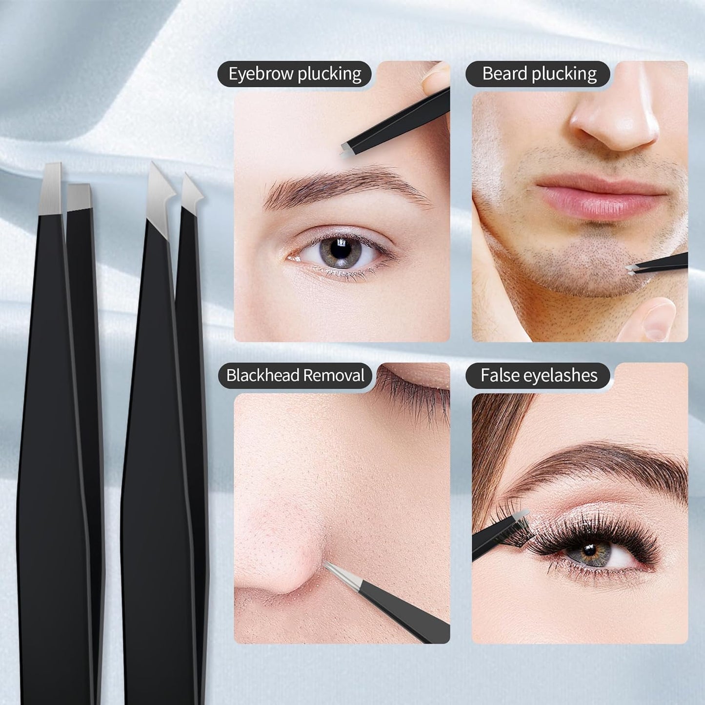 MIYADIVA 40X Magnifying Mirror, 3.5 Inch Round Compact Mirror with Suction Cup, Stainless Steel Tweezers, Perfect for Makeup, Eyebrows, Beards, Travel