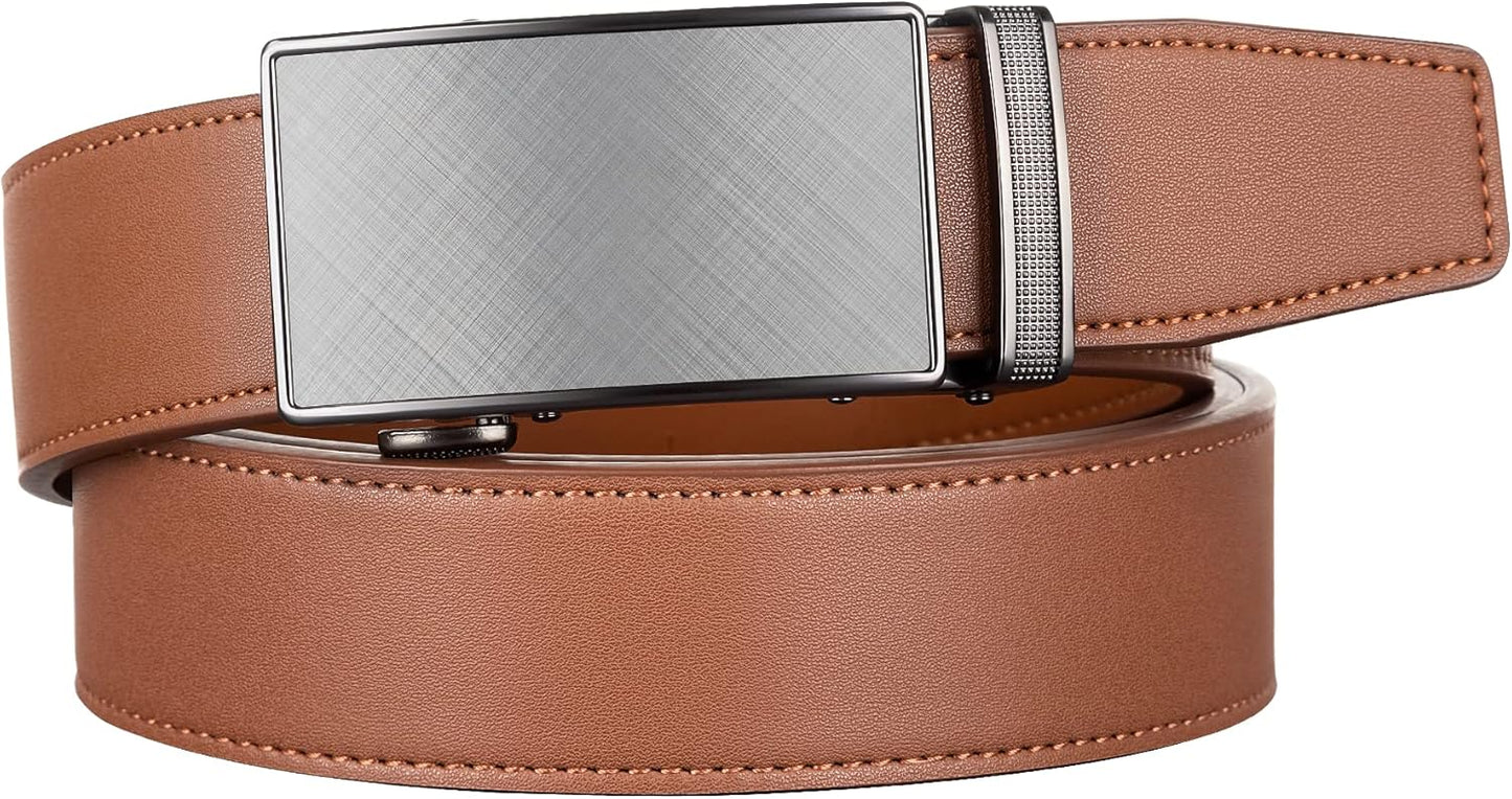 Zitahli Belt Men, Ratchet Belt Dress with 1 3/8" Premium Leather,Slide Belt with Easier Adjustable Automatic Buckle