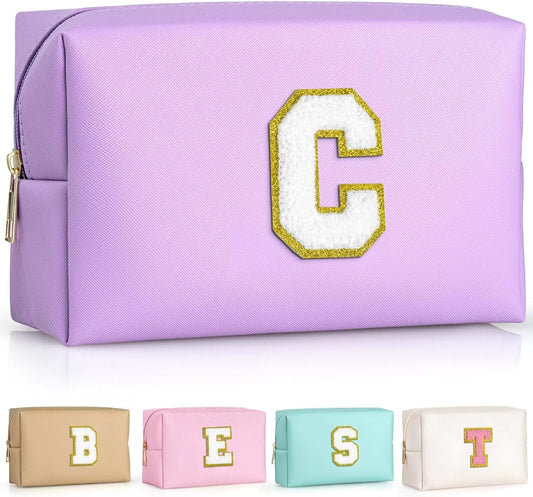 TOPEAST Gifts for Friends Female Mom, Cute Makeup Bag Small Pink Cosmetic Bag Travel Toiletry Bag, Personalized Birthday Gift for Women Girl, Preppy Travel Stuff for Girls (Purple C)