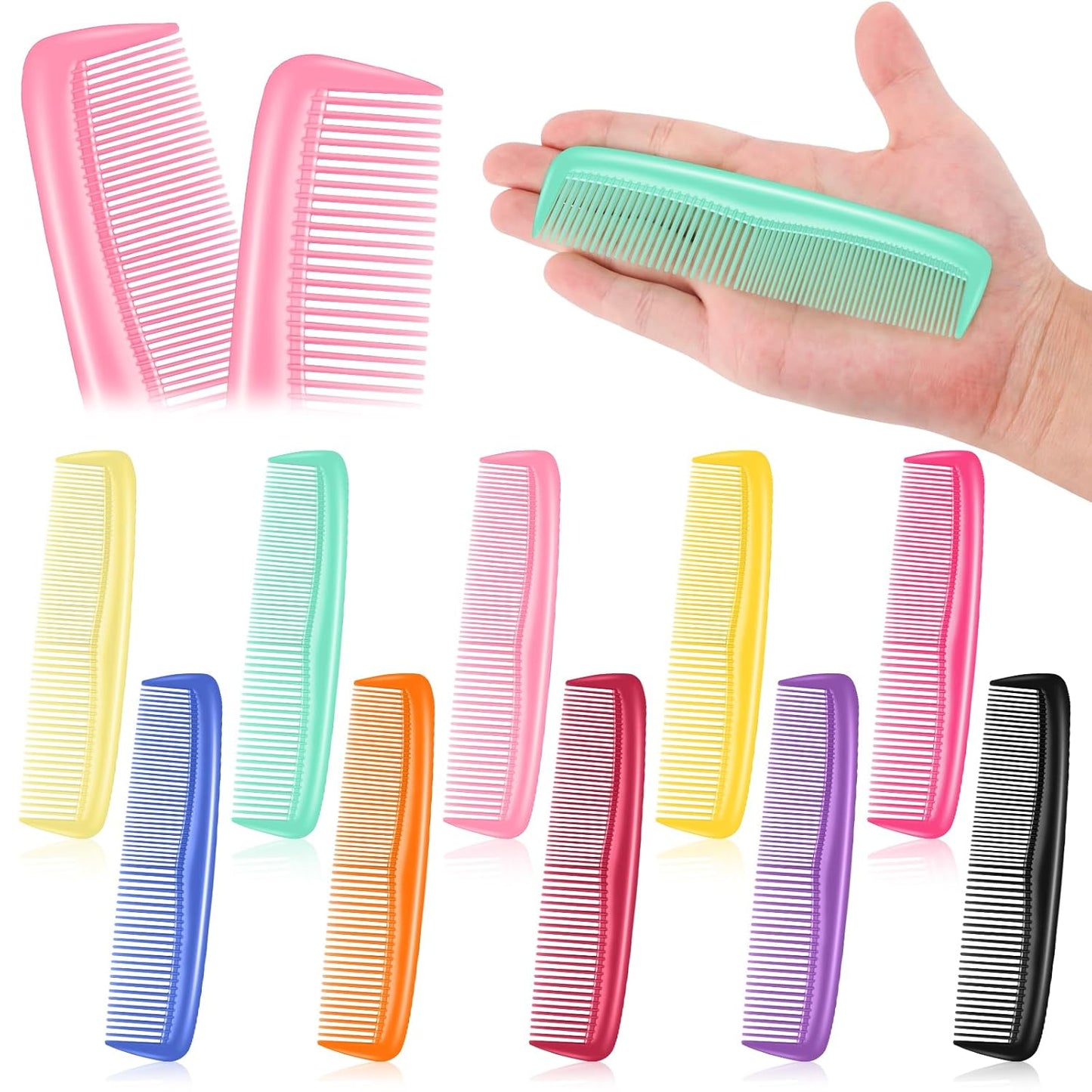 HOFASON 200 Pack Combs Bulk for Women Kids Homeless, Individually Wrapped Plastic Pocket Hair Combs Set Small Bulk Travel Combs for Styling, Homeless, Hotel, Shelter, Nursing Home, Charity, 10 Colors