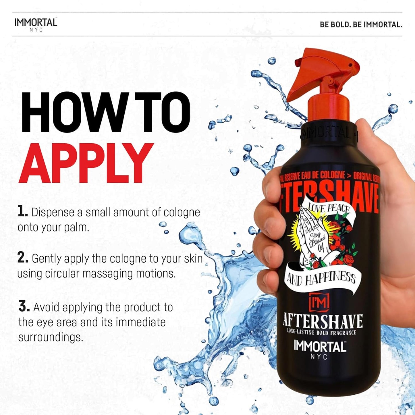 Immortal NYC Stay Blessed 04, After Shave Spray, Body/Face, Men's Cologne, 17 oz, Exclusive Barbers, Softens Skin, Refreshes, Disinfects and Relieves Face and Skin, Moisturizing Formula After Shaving