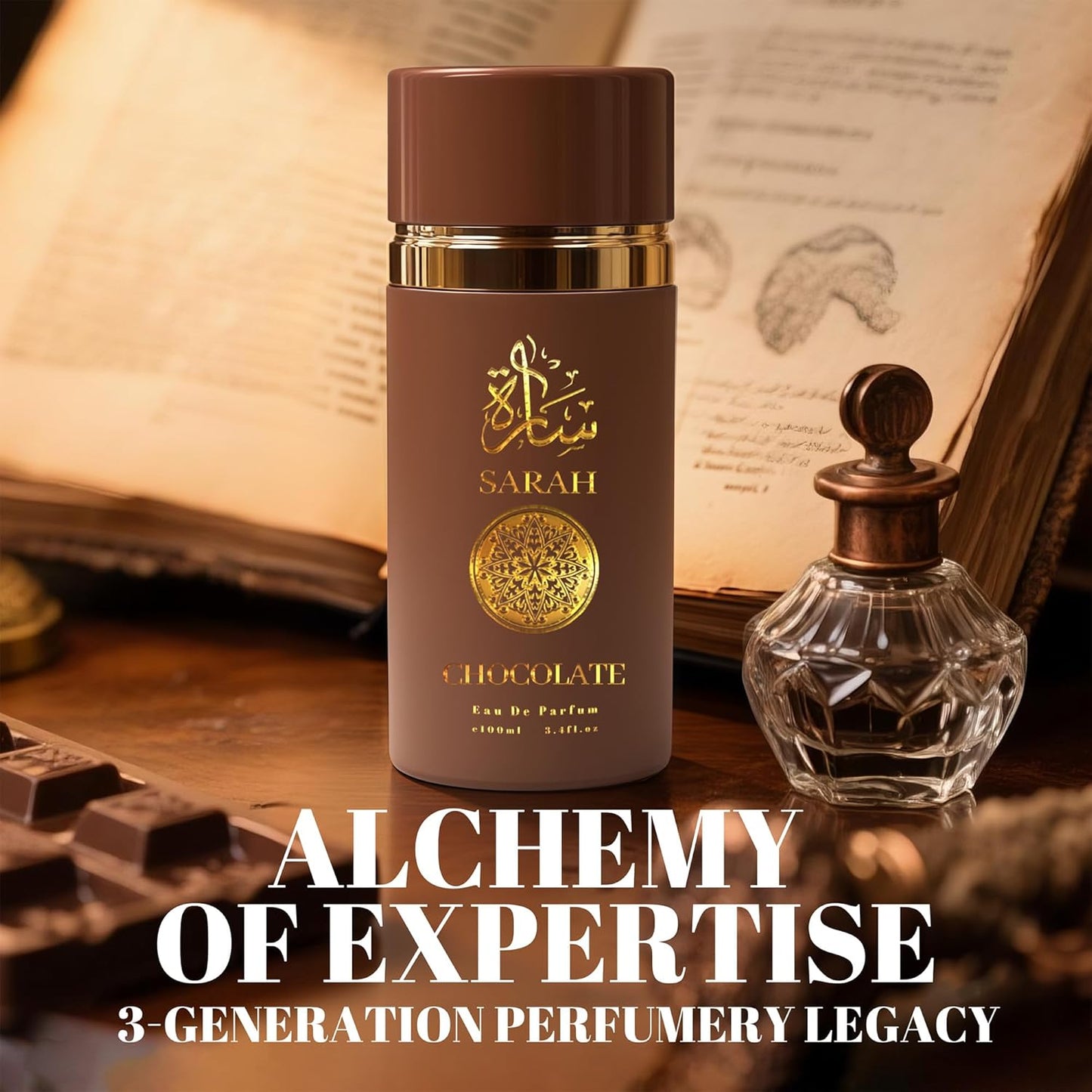 Cologne for Men Sarah Chocolate 3.4 Fl Oz Eau de Toilette Spray Noted with Pink Pepper, Lavender,Nutmeg,Amber Fragrance Men's Perfume for Daily Use