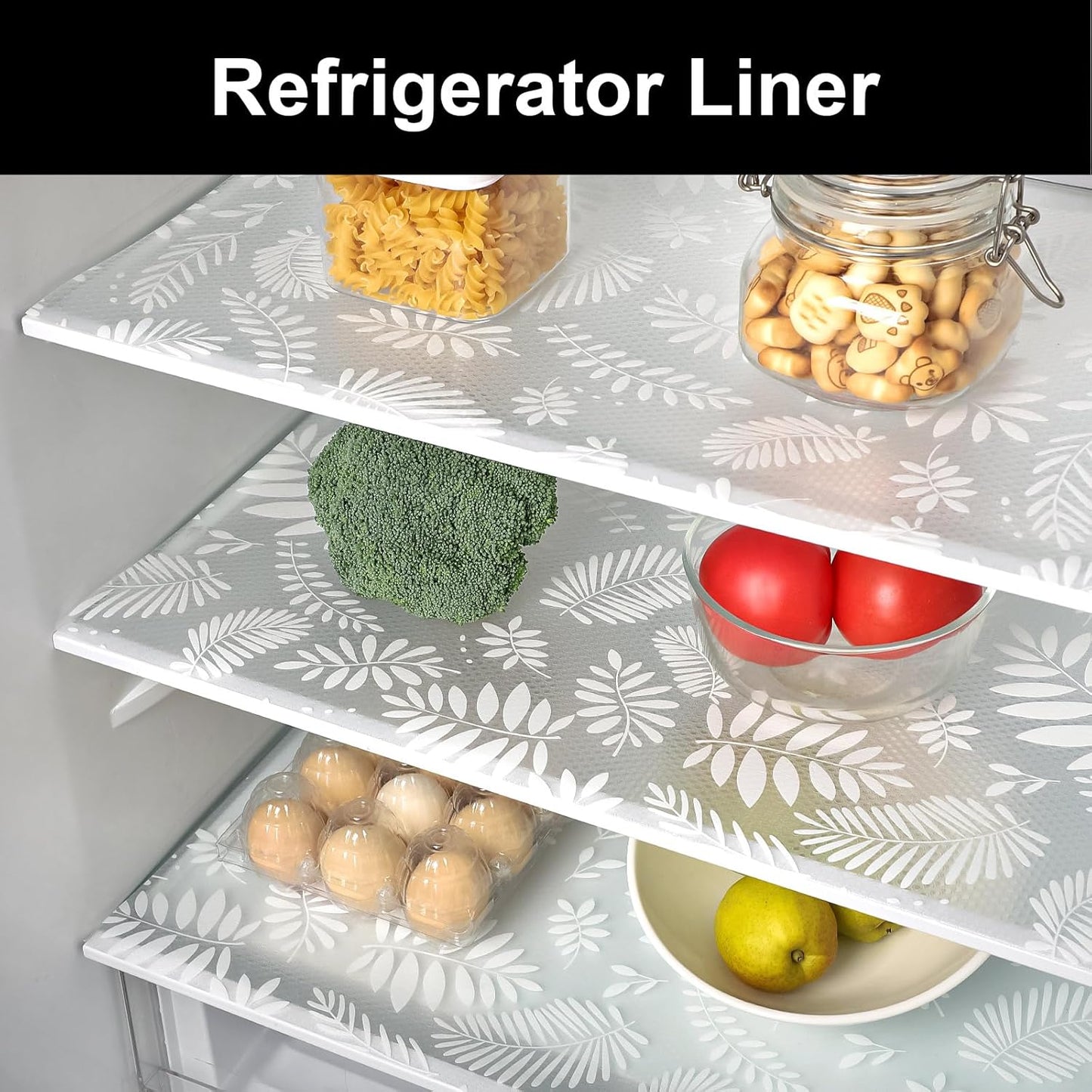 Cooyes Shelf Liners for Kitchen Cabinets Waterproof & Oil-Proof Kitchen Cupboard Mats Non-Slip Drawer Mats EVA Material Non Adhesive Fridge Liner for Shelves