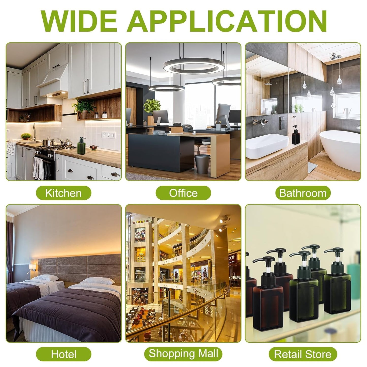 Domensi 12 Pcs 100ml /3.4 oz Pump Bottle Mini Travel Bottles Small Dispenser Containers Plastic Pump Lotion Dispenser Empty Square Travel Size Containers Toiletries (Green,Brown)