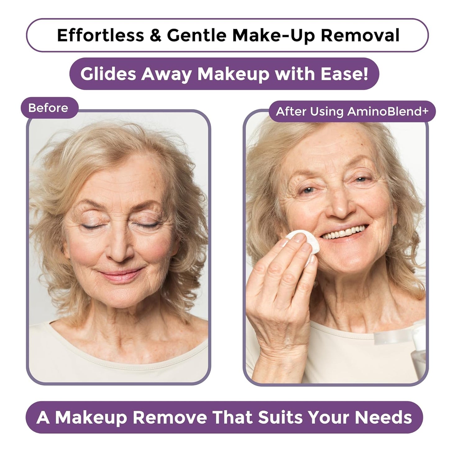 Rumi Cosmetiques AminoBlend+ Micellar Makeup Remover for Older Women with Sensitive Skin - Face Cleanser, Makeup, Mascara Removal | Gentle Cleanse & Nourish Your Skin - Cruelty-Free & Vegan