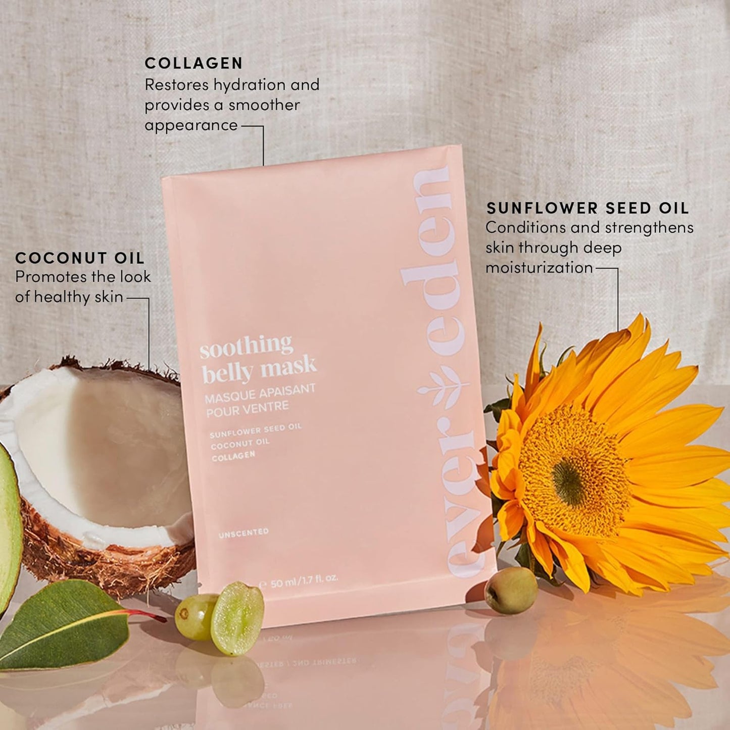 Evereden Soothing Belly Mask - 4 Belly Masks for Pregnant Women - One Size - Hydrating, Nourishing, & Soothing Pregnancy Skin Care Belly Masks - Clean & Vegan Pregnancy & Maternity Products