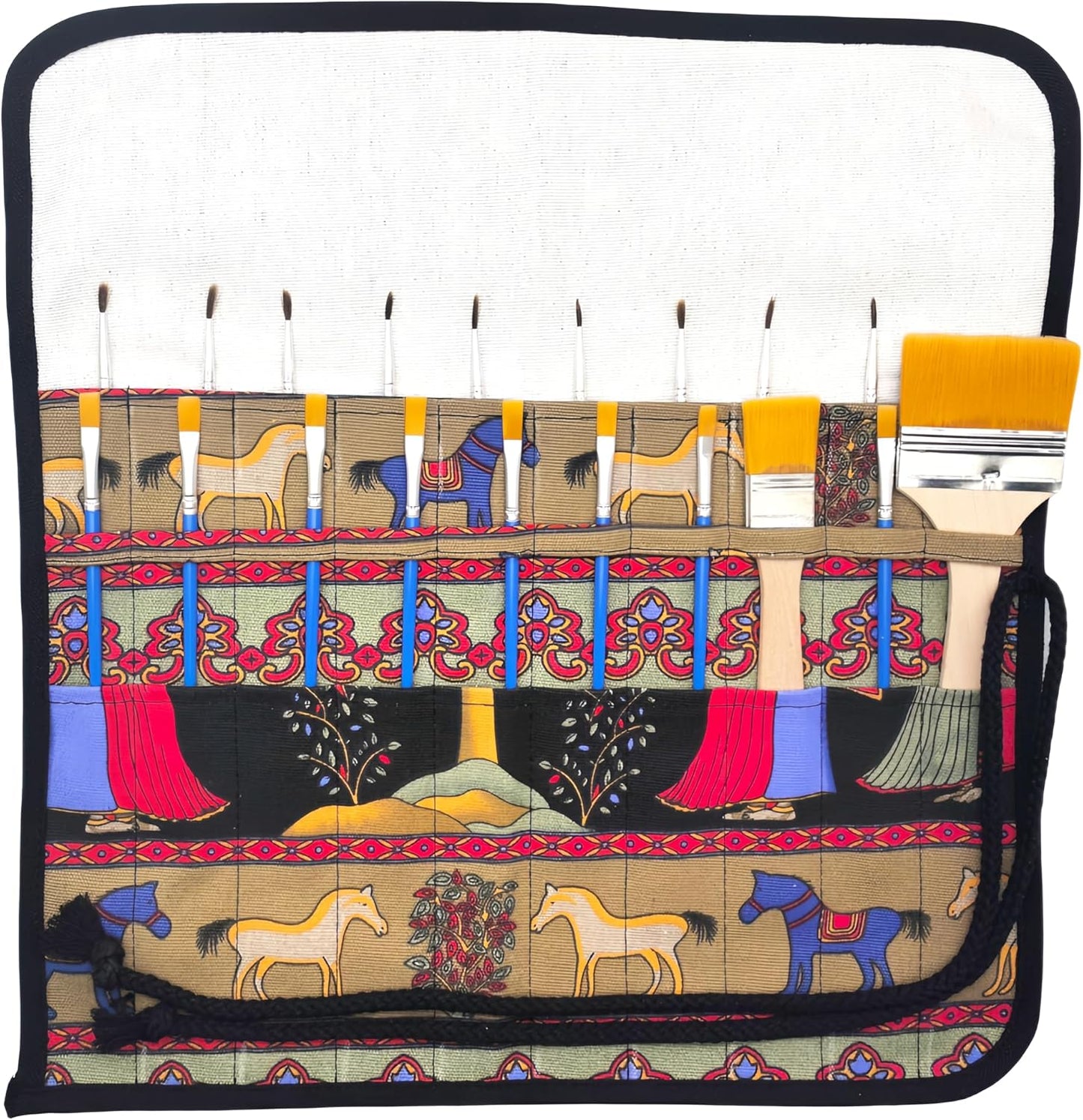 Funny live Paint Brush Holder Art Supplies, Artist Paint Brush & Storage Organizer Roll-Up Case Bag, Protect Acrylic Oil Watercolor Paintbrushes (Blissful Tree 20 Slot Pockets)