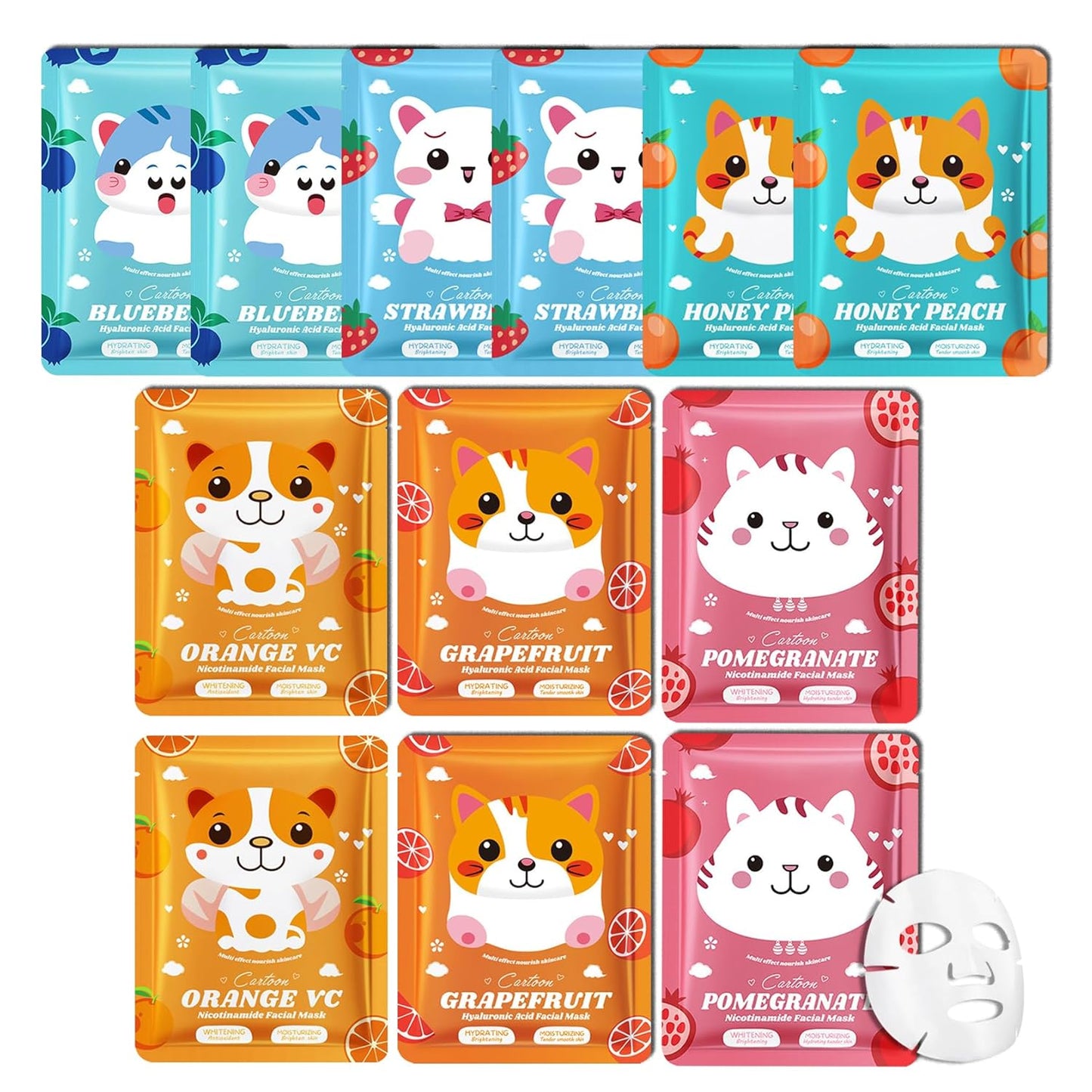 12PCS Hydrating Facial Sheet Mask,Moisturizing Face Masks Skincare Gift Set,Long Lasting Face Mask Skin Care & Facial Mask Kit for All Skin Types 18