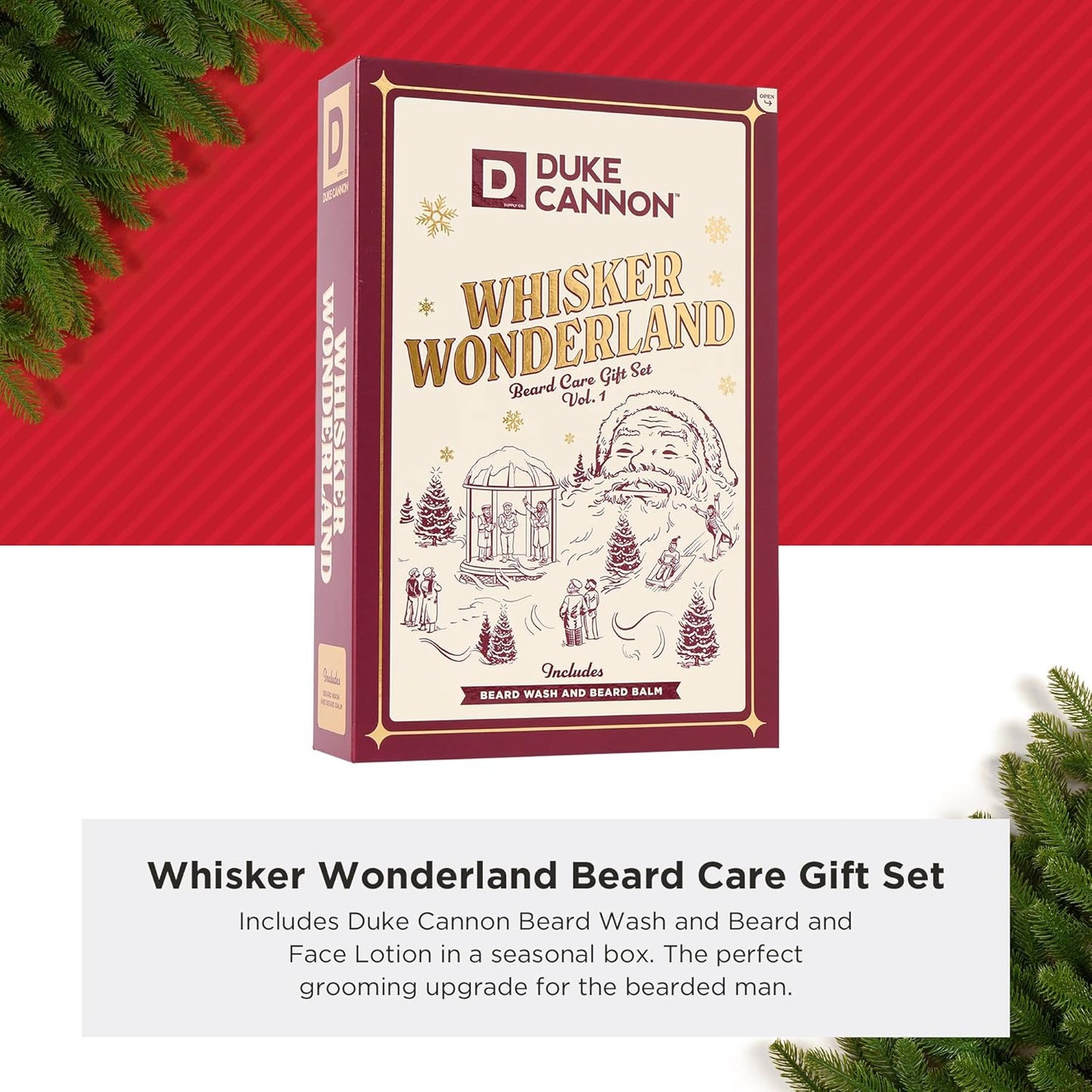 Duke Cannon Whisker Wonderland Beard Care Gift Set – Beard Wash + Beard & Face Lotion – Holiday Kit for Men – Barley & Wheat Protein – Vitamin B & E – Light Citrus Scent – Grooming Gift