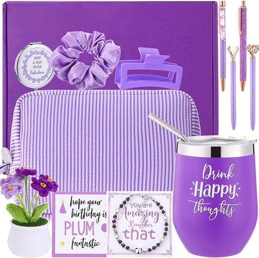 Abbylike Birthday Gifts for Women Purple Self Care Get Well Soon Gift Baskets and Sets for Mom Make up Care Package Box for Her Wife Friends Sister Girlfriend Christmas Valentines Mothers Day