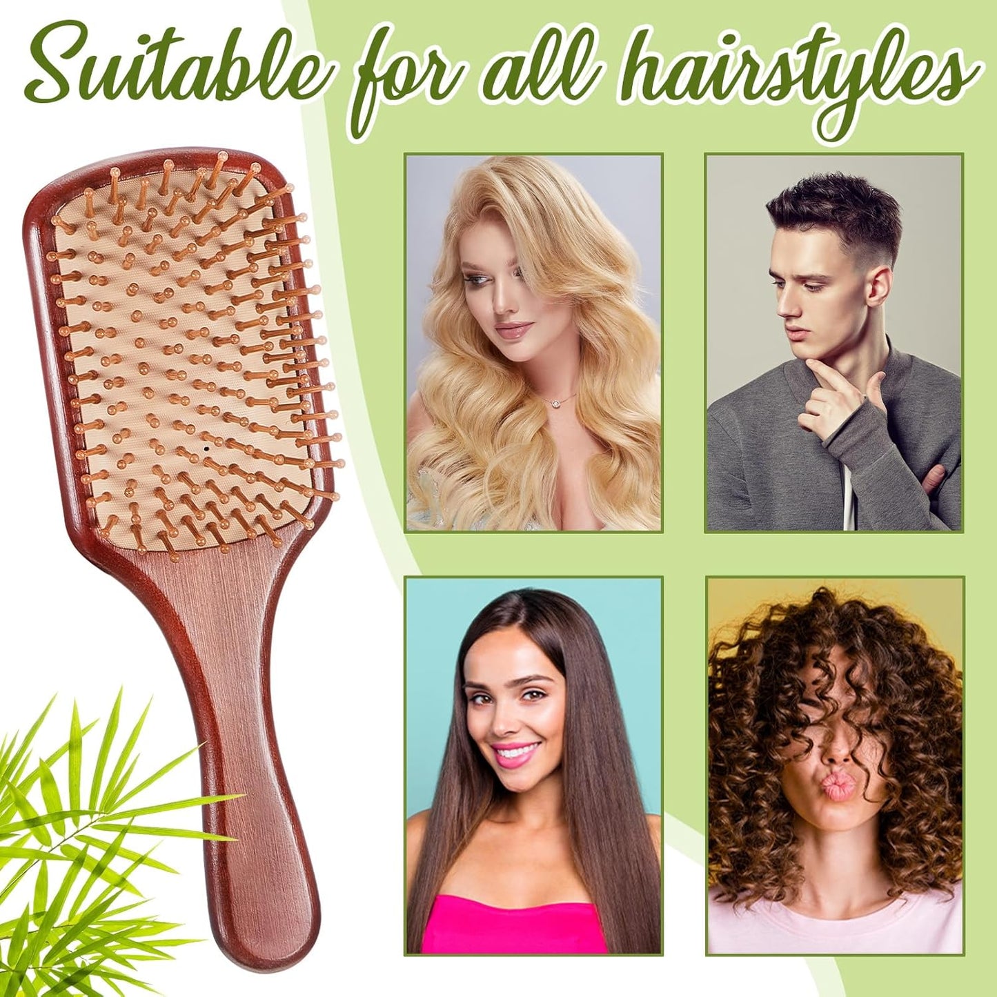 Tessco for you 12 Pcs Christmas Bamboo Hair Brushes Thanksgiving Bulk Wooden Paddle Brush Scalp Massage Bristle Anti Static Engraving DIY Gift for Women Wedding(9.65'' X 3.35'',Deep Brown-natural)