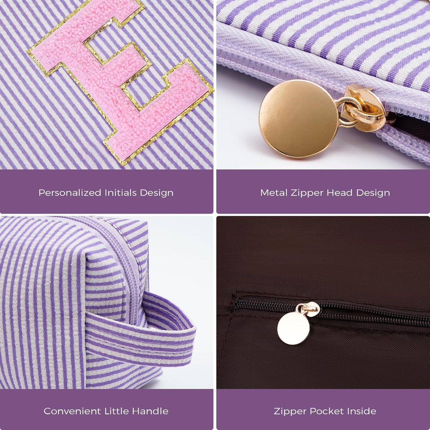 Teen Girl Travel Essentials - Birthday Gifts for Girls Teens Kids Daughter Sister Her,Cute Trendy Stuff Makeup Bag Set Cosmetic Bag - Lavender,E