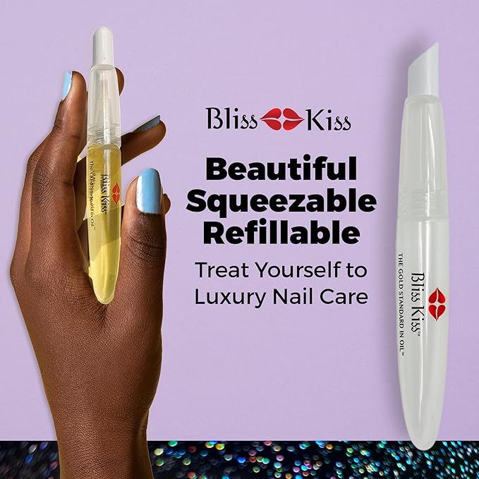 Bliss Kiss Refillable Nail Oil Pen & Simply Pure Cuticle Oil 15 ml Bottle Bundle