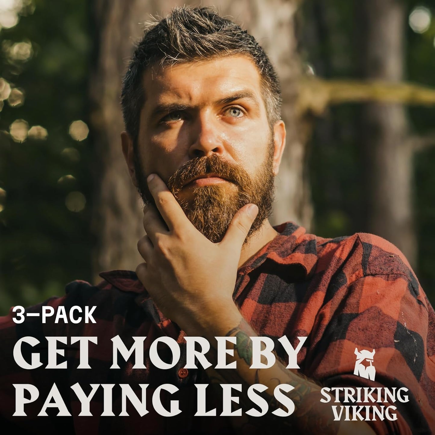 Striking Viking Beard Oil for Men - 2 Fl Oz, 3 Pack, Vanilla Scent - Naturally Derived Conditioner with Almond, Tea Tree, Argan & Jojoba Oil for Beard Growth, Softening & Moisturizing