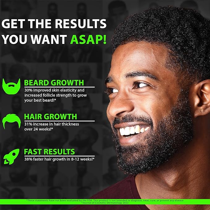 MAXIMUM STRENGTH Biotin 96,000mcg Collagen Peptides LIQUID Collagen for Men Hair Growth & Beard Growth Supplement with 6X More Absorption vs Competitor Vitamins, Serum, or Pills (2 OZ) made by BBS USA