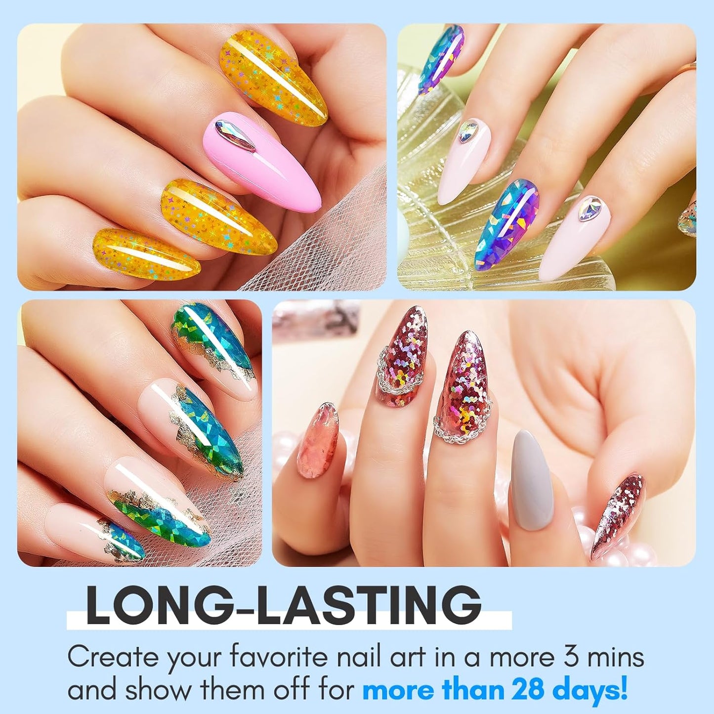 Makartt Nail Foil Glue Gel for Nail, Foil Gel Transfer for Nails Art Stickers Strong Adhesion Foil Transfer Gel Soak Off Nail Foil Kit Gel Nail Glue Manicure Salon DIY UV Lamp Required 15ML 2pcs