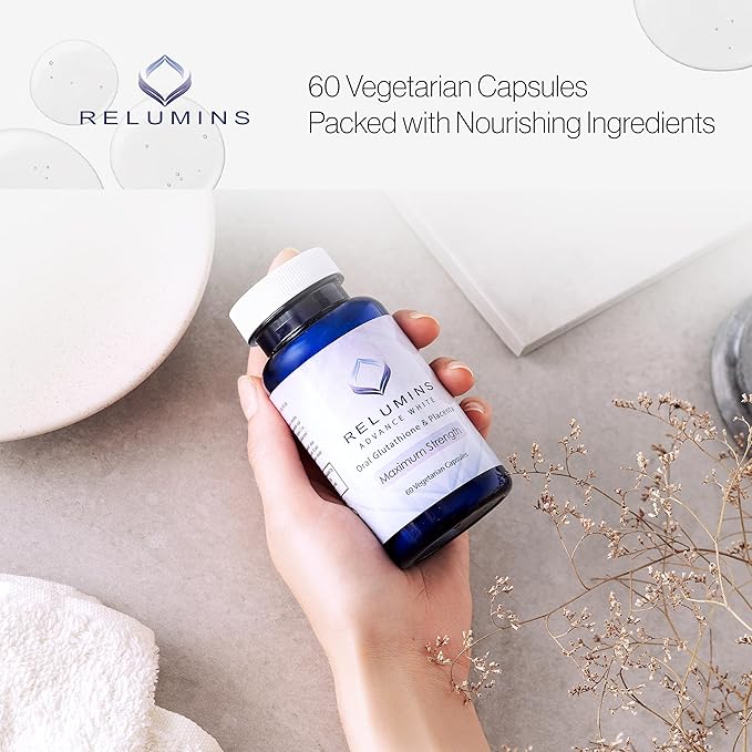 Advanced White Glutathione Placenta and Collagen Stack - 60 Capsules of Gluta Placenta with 60 Peach-Flavored Collagen Supplement Tablets