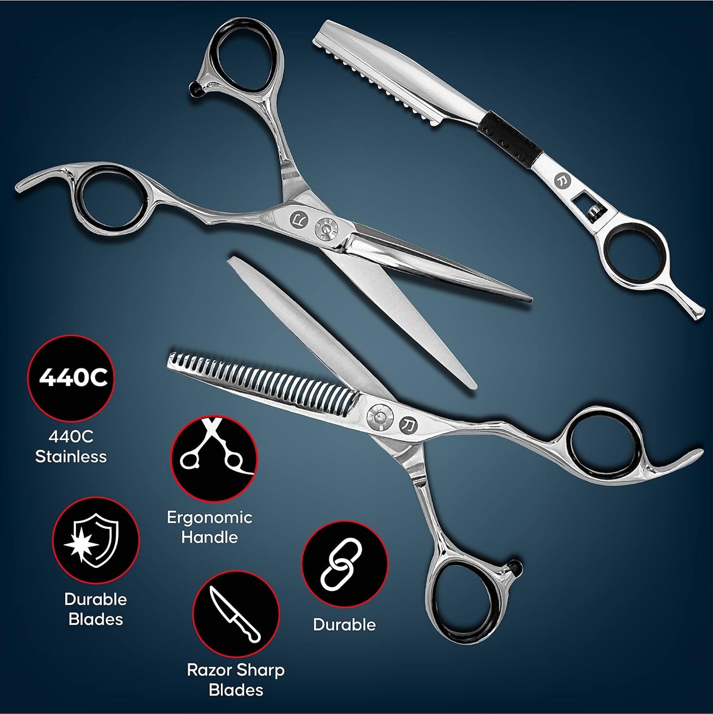 Saki Ha Professional Hair Shears Set 6.0 Inch - Includes Hair Scissors, Thinning Shears and Razor - Handmade from Japanese Steel