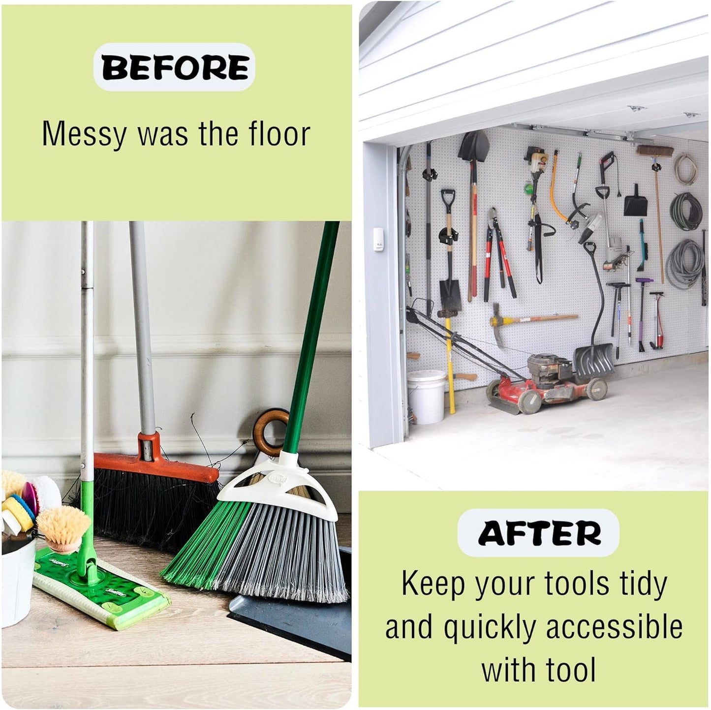 ULIBERMAGNET Magnetic Mop Broom Holder,Heavy Duty Movable Magnetic Broom Holder Rack,Anti-slip Wall Mounted Utility Storage Mop Shovel Hanger for Garage, Kitchen, Laundry, Garden(8 Pack/Black)