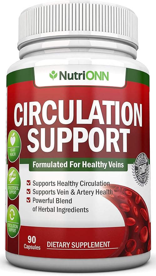 Blood Circulation Support - All Herbal Supplement For Healthy Blood Flow, Arteries & Veins - Promotes Leg Comfort - With Hawthorn, Niacin, L-Arginine, Butcher’s Broom, Cayenne Pepper, Horse Chestnut