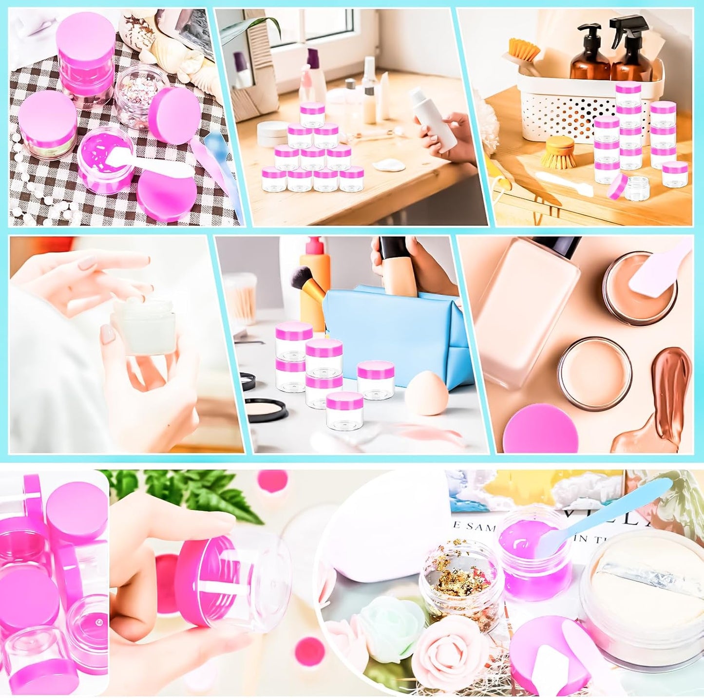 MotBach 35 Pack 20g Plastic Jars Containers, 20ml Travel Size Container Jars with Lids, 0.7oz Round Clear Cosmetic Container Jar for Travel Makeup Cosmetic Cream Sample Lip Balm Salve Beauty Lotion