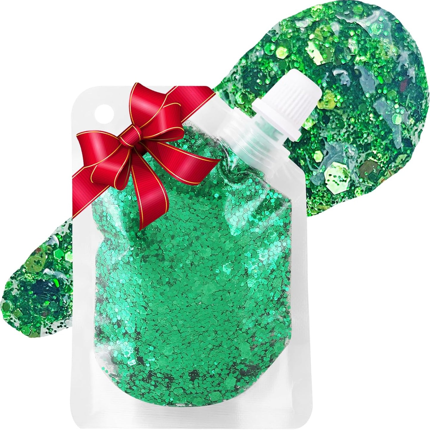 MEICOLY Green Body Glitter,Green Face Glitter,Alien Glitter Makeup,Mermaid Sequins Glitter Face Paint for Women and Kids,Party Festival Chunky Glitter Makeup,St Patricks Day Accessories